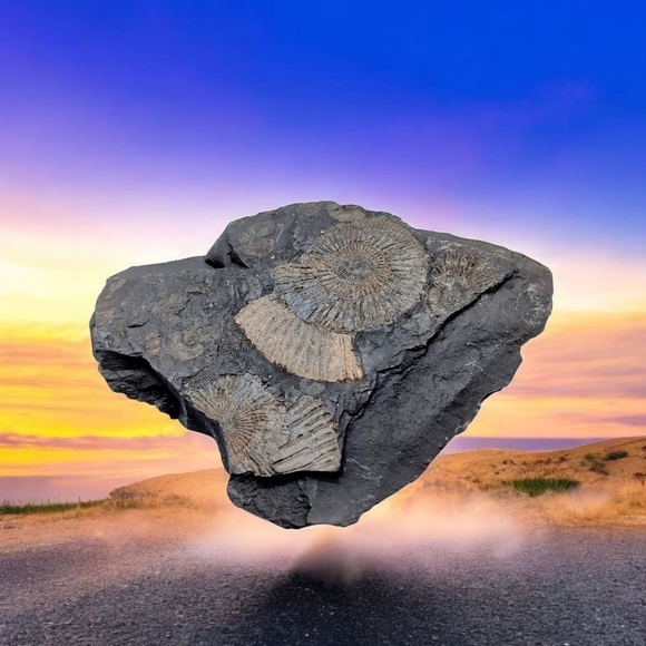 Real Multi Ammonite Fossils In Black Shale Stone Matrix - Picture 1 of 8